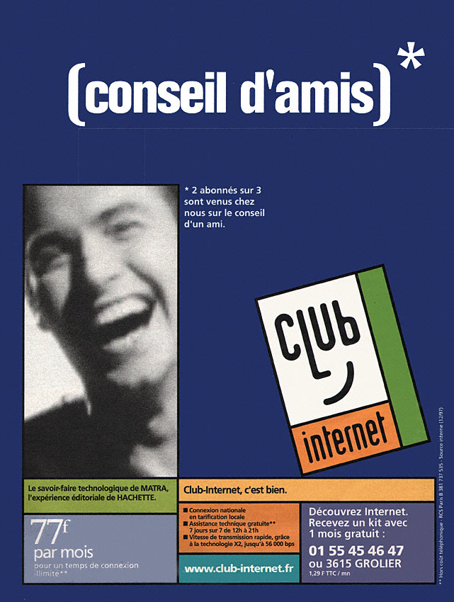Publicité Club Internet 1998